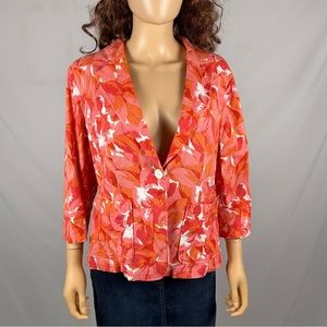 Coldwater Creek Pink Orange Floral Blazer Size XL